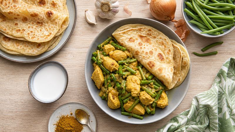 Roti met Kipkerrie en Kousenband