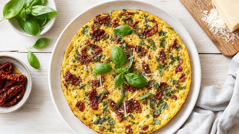 Frittata met zongedroogde tomaat en basilicum