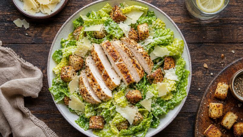 Kip-caesarsalade met parmezaan en croutons