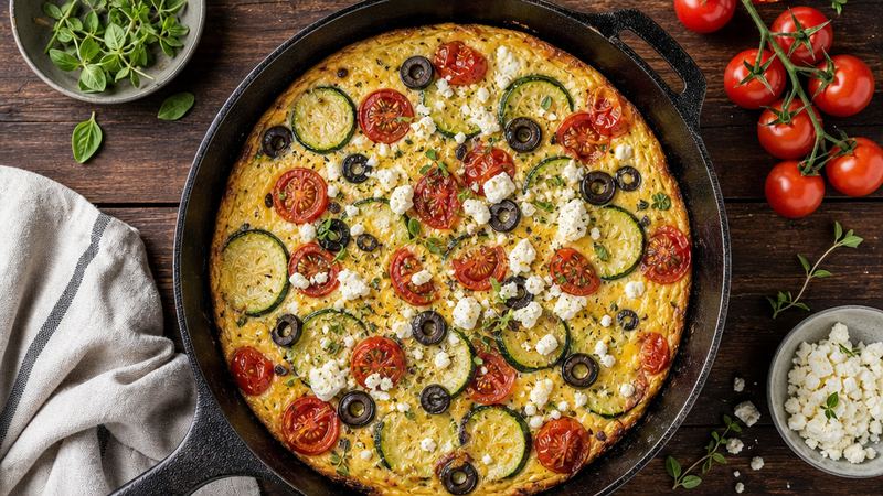 Mediterrane frittata met courgette, tomaat en olijven