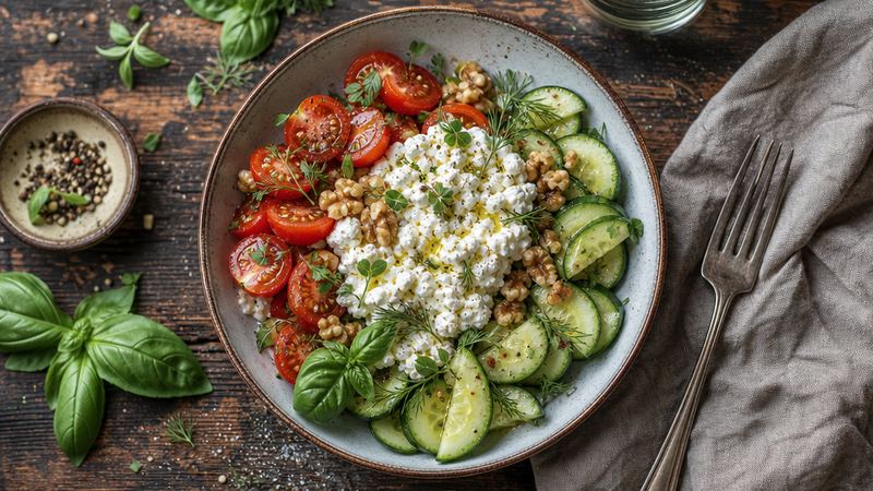 Cottage Cheese Bowl met Groenten en Noten