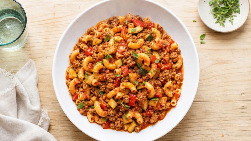 Macaroni met Gehakt en Groenten