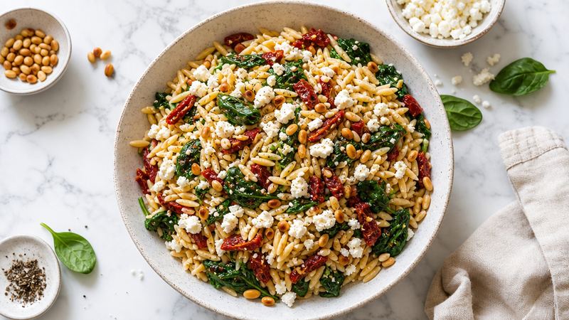 Orzo met Zongedroogde Tomaat en Spinazie
