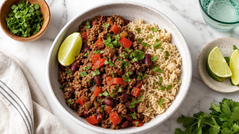 Rundergehakt met paprika en rijst, Tex-Mex