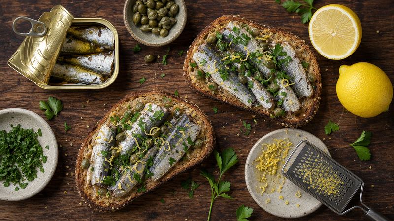 Sardinetoast met citroen, peterselie en kappertjes