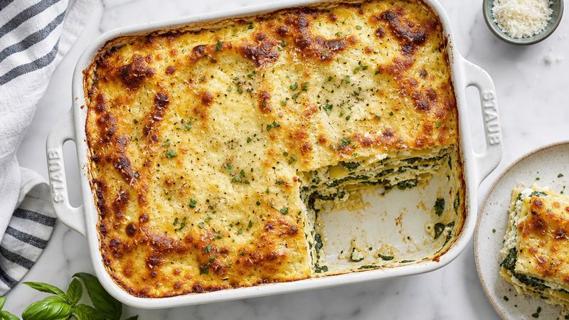 Vegetarische lasagne met spinazie en ricotta